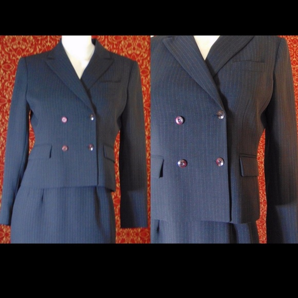KASPER ASL navy pin striped suit 2💥 - Picture 3 of 8